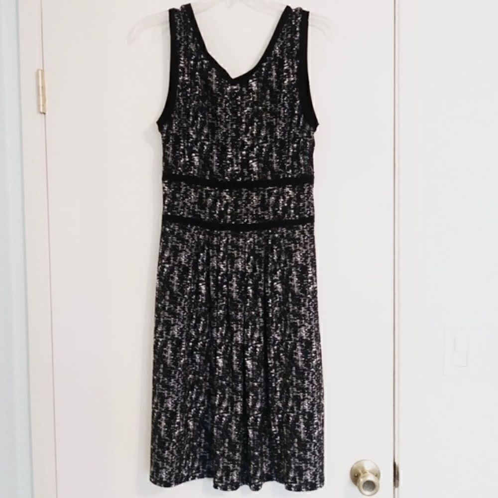Ann Taylor Black & White Surplice A Line Dress